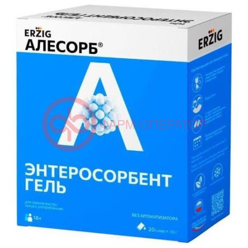 Алесорб энтеросорбент эрциг гель для приема внутрь 10г №20 б/аромат Алесорб энтеросорбент эрциг гель для приема внутрь 10г №20 б/аромат
