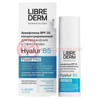 Либридерм аквафлюид 30мл конц д/увлажн и тонуса кожи spf30 hyalur b5