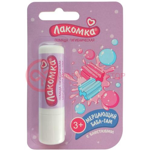 Лакомка гигиеническая помада для губ 2.8г мерцающий бабл-гам Лакомка гигиеническая помада для губ 2.8г мерцающий бабл-гам