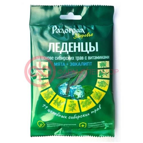 Радоград леденцы №15 на основе сибирских трав с витаминами мята + эвкалипт Радоград леденцы №15 на основе сибирских трав с витаминами мята + эвкалипт