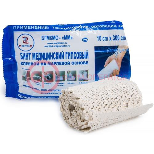 Бгмко-мм бинт гипсовый 10х300 клеевой на марл.основе