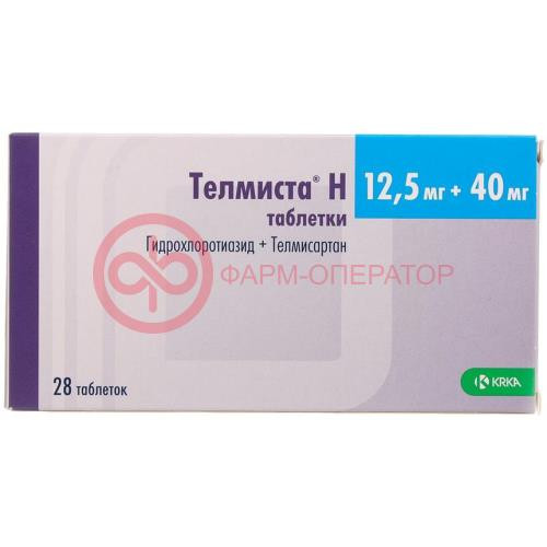 Телмиста н таблетки 12,5мг + 40мг №28 Телмиста н таблетки 12,5мг + 40мг №28
