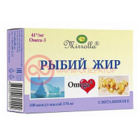 МИРРОЛЛА РЫБИЙ ЖИР КАПС. 370МГ №100 ОМЕГА-3+ВИТАМИН Е  [MIRROLLA]