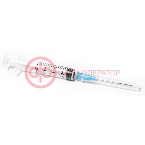 Цзянсу шприц одноразовый стерильный с иглой 2мл №150 3-х комп 23g 0,6х30мм