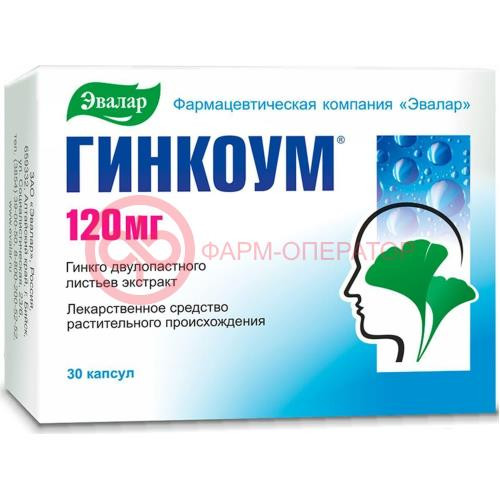 Гинкоум капсулы 120мг №30 Гинкоум капсулы 120мг №30