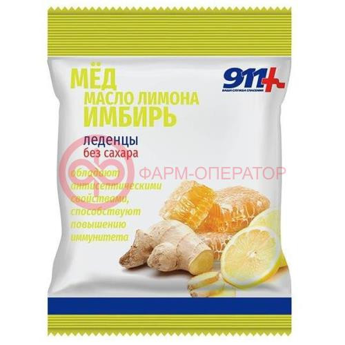 911 ваша служба спасения леденцы без сахара 50г мед/масло лимона/имбирь с вит. с 911 ваша служба спасения леденцы без сахара 50г мед/масло лимона/имбирь с вит. с