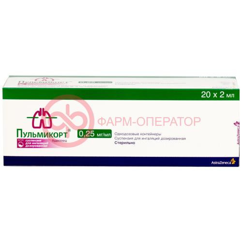 Пульмикорт суспензия для ингаляций дозированная 0,25мг/мл 2мл №20 Пульмикорт суспензия для ингаляций дозированная 0,25мг/мл 2мл №20