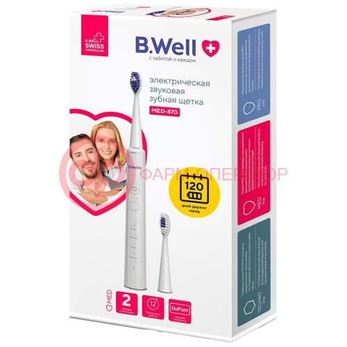 Би велл зубная щетка электрическая звуковая med-870 белая