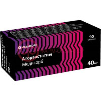 Аторвастатин медисорб таблетки покрытые пленочной оболочкой 40мг №90