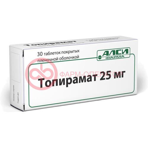 Топирамат-алси таблетки покрытые пленочной оболочкой 25мг №30 Топирамат-алси таблетки покрытые пленочной оболочкой 25мг №30
