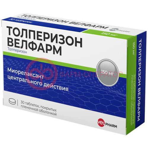 Толперизон велфарм таблетки покрытые пленочной оболочкой 150мг №30 Толперизон велфарм таблетки покрытые пленочной оболочкой 150мг №30