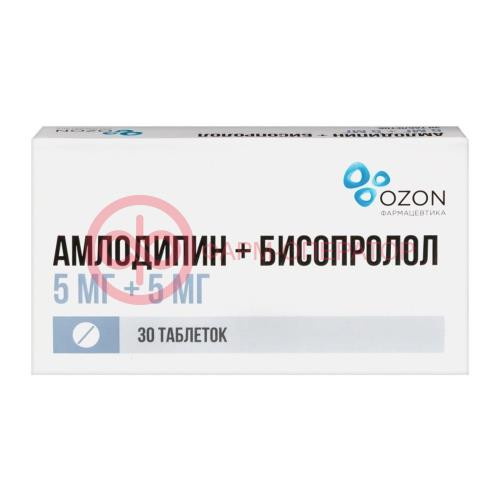 Амлодипин + бисопролол таблетки 5мг + 5мг №30 Амлодипин + бисопролол таблетки 5мг + 5мг №30