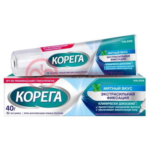 Корега крем для фиксации зубных протезов 40г экстра сильный мятный Корега крем для фиксации зубных протезов 40г экстра сильный мятный