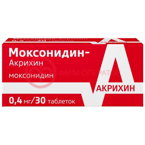 Моксонидин-акрихин таблетки покрытые пленочной оболочкой 0,4мг №30
