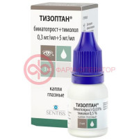 Тизоптан капли глазные 0,3мг/мл + 5мг/мл 3мл №1