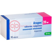 Аторис таблетки покрытые пленочной оболочкой 20мг №90