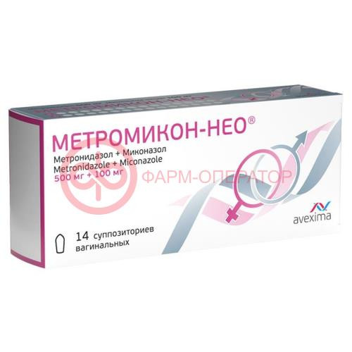 Метромикон-нео суппозитории вагинальные 500мг + 100мг №14