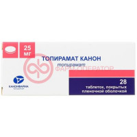 Топирамат канон таблетки покрытые пленочной оболочкой 25мг №28