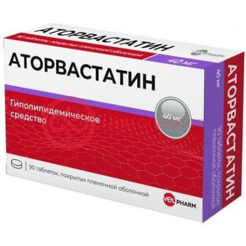 Аторвастатин велфарм таблетки покрытые пленочной оболочкой 40мг №90 Аторвастатин велфарм таблетки покрытые пленочной оболочкой 40мг №90