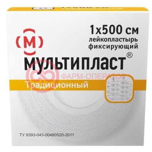 Мультипласт лейкопластырь фиксирующий 1х500см традиц ткан Мультипласт лейкопластырь фиксирующий 1х500см традиц ткан
