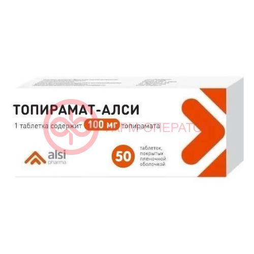 Топирамат-алси таблетки покрытые пленочной оболочкой 100мг №50 Топирамат-алси таблетки покрытые пленочной оболочкой 100мг №50