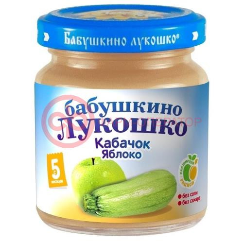 Бабушкино лукошко пюре овощное 100г кабачок + яблоко б/сах. 5мес +