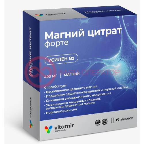 Витамир магний цитрат форте порошок 400мг №15 Витамир магний цитрат форте порошок 400мг №15
