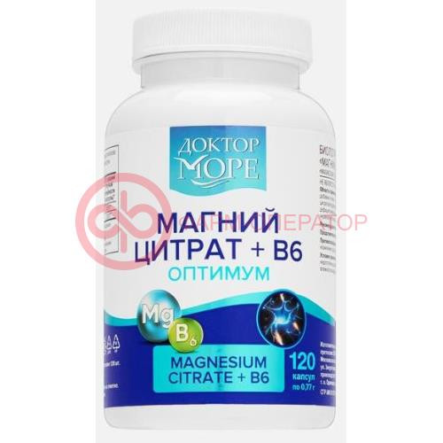 Доктор море магний цитрат + в6 оптимум капсулы 770мг №120 Доктор море магний цитрат + в6 оптимум капсулы 770мг №120