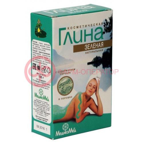 Медикомед глина 100г зеленая с серебром косметическая