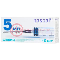 Паскаль инъекционный стерильный 3-х компонентный 5мл №10 игла 22g 0,7х30мм типа луер
