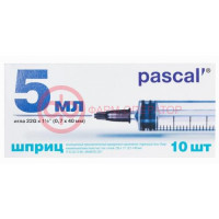 Паскаль инъекционный стерильный 3-х компонентный 5мл №10 игла 22g 0,7х40мм типа луер