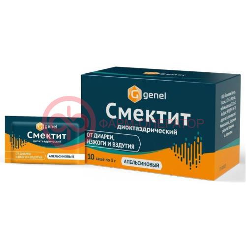 Смектит диоктаэдрический порошок для приготовления суспензии для приема внутрь 3г №10 апельсин Смектит диоктаэдрический порошок для приготовления суспензии для приема внутрь 3г №10 апельсин