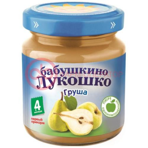 Бабушкино лукошко пюре фруктовое 100г груша 4мес +