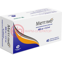 Метглиб таблетки покрытые пленочной оболочкой 2,5мг + 400мг №40