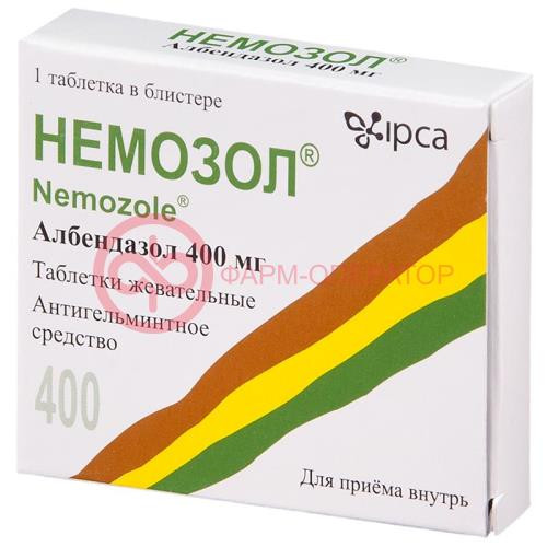 Немозол таблетки жевательные 400мг №1 Немозол таблетки жевательные 400мг №1
