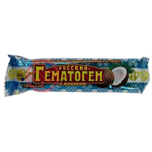 Гематоген русский плитка 40г с кокосом
