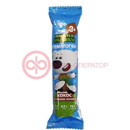 Гематоген ми-ми-мишки плитка 40г русский с кокосом 3 +