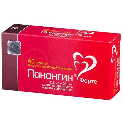 Панангин форте таблетки покрытые пленочной оболочкой 316мг + 280мг №60