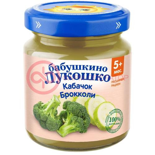 Бабушкино лукошко пюре овощное 100г кабачок + брокколи 5мес +