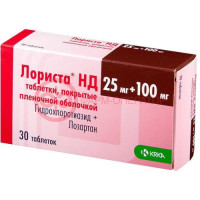 Лориста нд таблетки покрытые пленочной оболочкой 25мг + 100мг №30