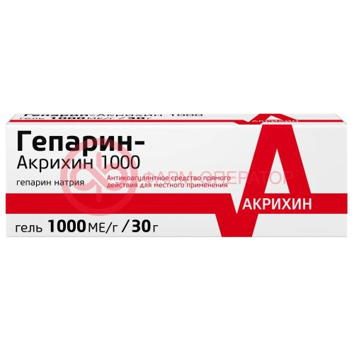 Гепарин-акрихин 1000 гель для наружного применения 1тыс.ме/г 30г