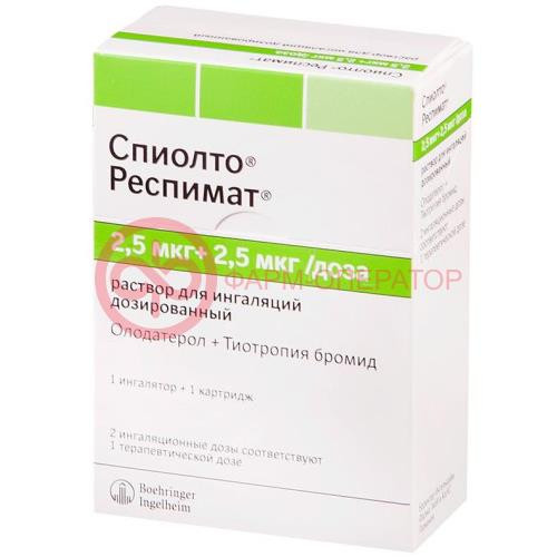Спиолто респимат раствор для ингаляций 2.5мг + 2.5мг 4мл в комплекте с ингалятором респимат® Спиолто респимат раствор для ингаляций 2.5мг + 2.5мг 4мл в комплекте с ингалятором респимат®