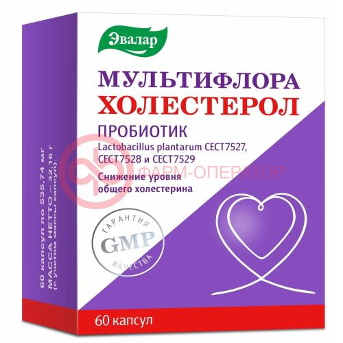 Эвалар мультифлора холестерол капсулы 535,74мг №60 пробиотик Эвалар мультифлора холестерол капсулы 535,74мг №60 пробиотик