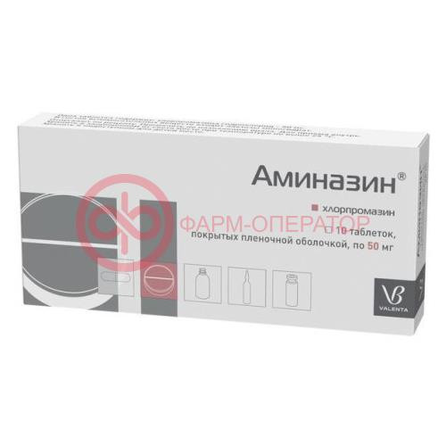 Аминазин таблетки покрытые пленочной оболочкой 50мг №10