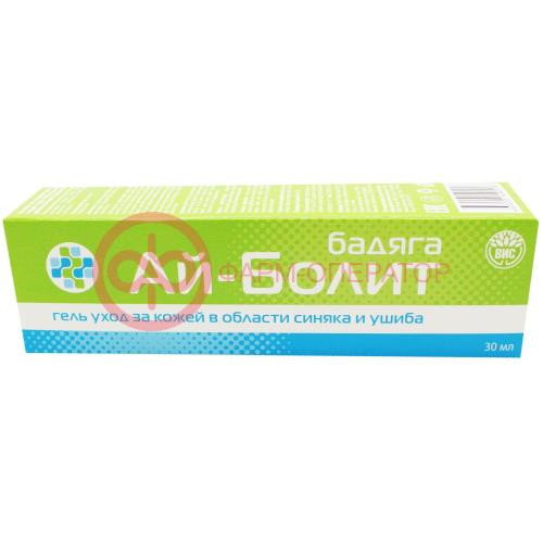 Ай-болит бадяга гель для кожи 30мл при ушибах и синяках Ай-болит бадяга гель для кожи 30мл при ушибах и синяках