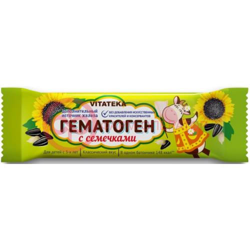 Витатека гематоген плитка 40г с семечками бад