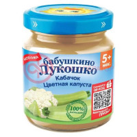 Бабушкино лукошко пюре овощное 100г кабачок + цветная капуста 5мес +