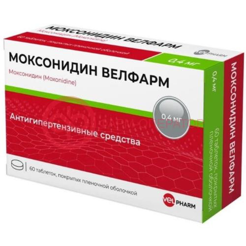 Моксонидин велфарм таблетки покрытые пленочной оболочкой 0,4мг №60