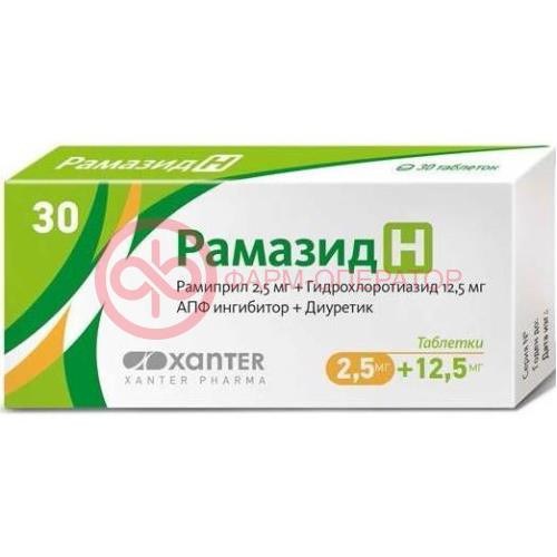 Рамазид h таблетки 2.5мг + 12.5мг №30