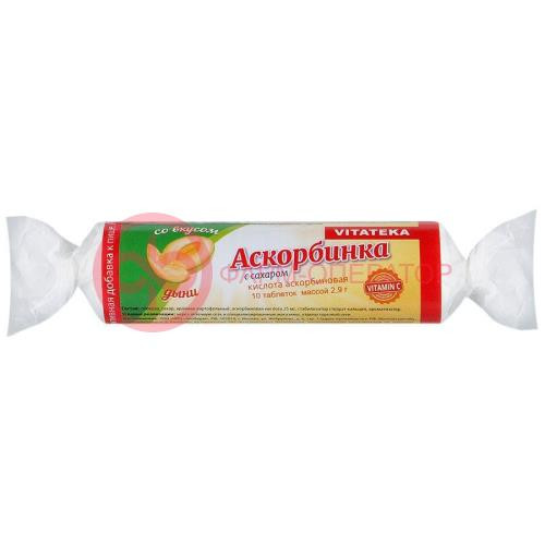 Витатека аскорбинка с сахаром таблетки жевательные 25мг 2.9г №10 вкус дыни крутка Витатека аскорбинка с сахаром таблетки жевательные 25мг 2.9г №10 вкус дыни крутка